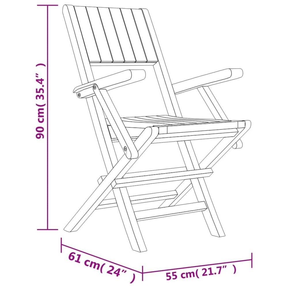 Folding Garden Chair Set of 2 Teak Solid teak wood. Picture 8