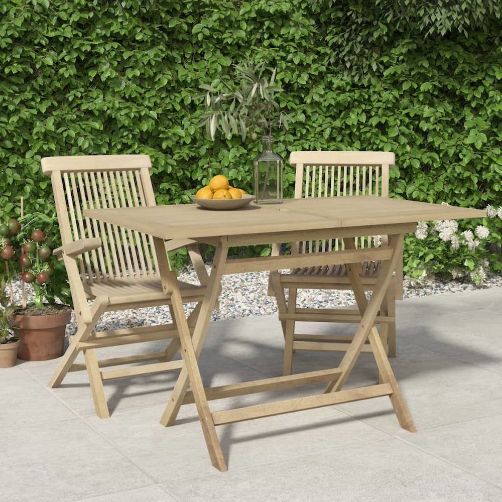 Folding Garden Table Grey Solid teak wood Medium Foldable. Picture 1