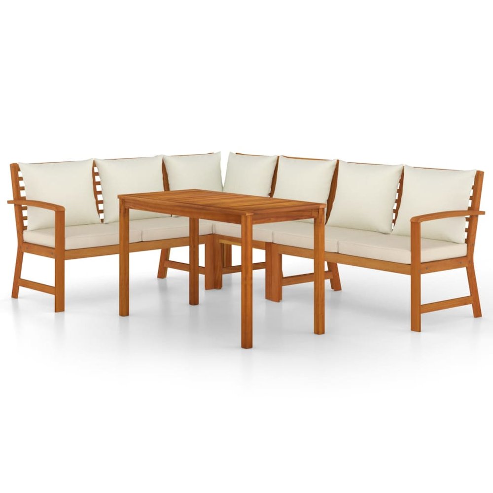 Patio Dining Set Natural Solid Acacia Wood Standard Modular. Picture 2