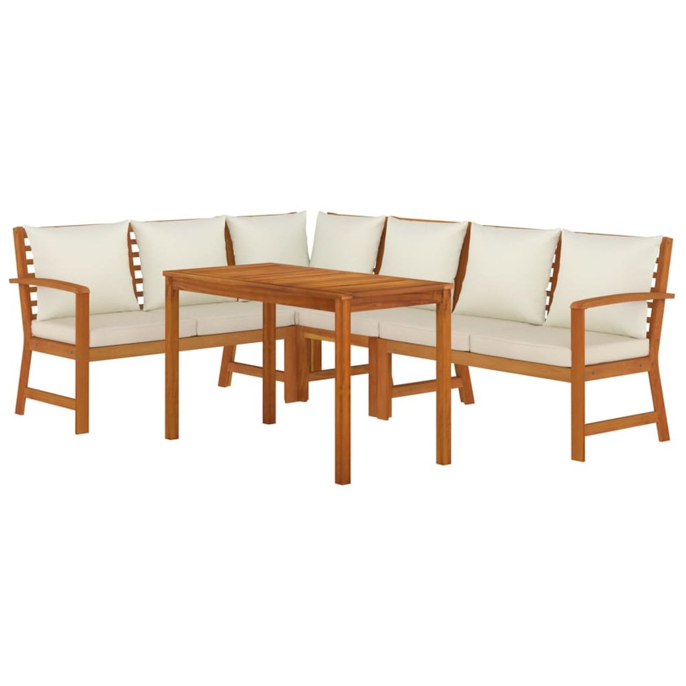 Patio Dining Set Natural Solid Acacia Wood Standard Modular. Picture 3