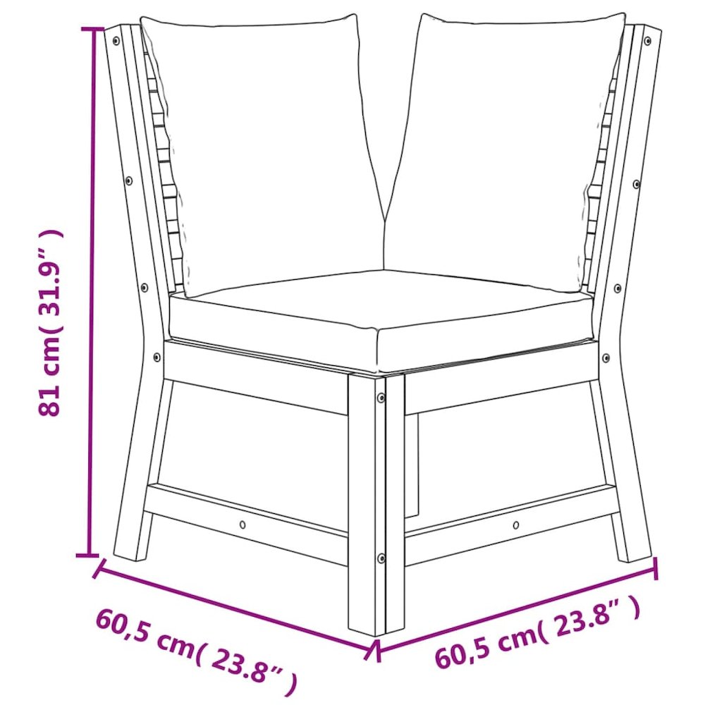 Patio Dining Set Natural Solid Acacia Wood Standard Modular. Picture 11
