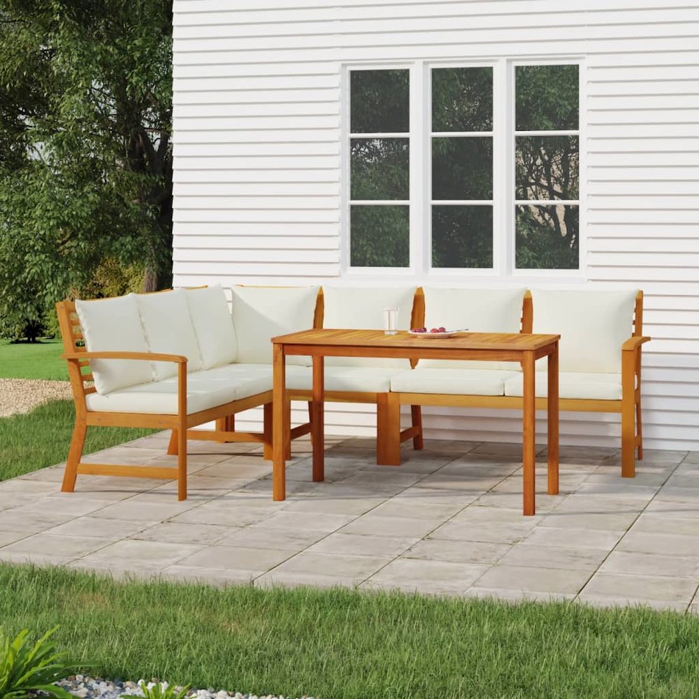 Patio Dining Set Natural Solid Acacia Wood Standard Modular. Picture 1