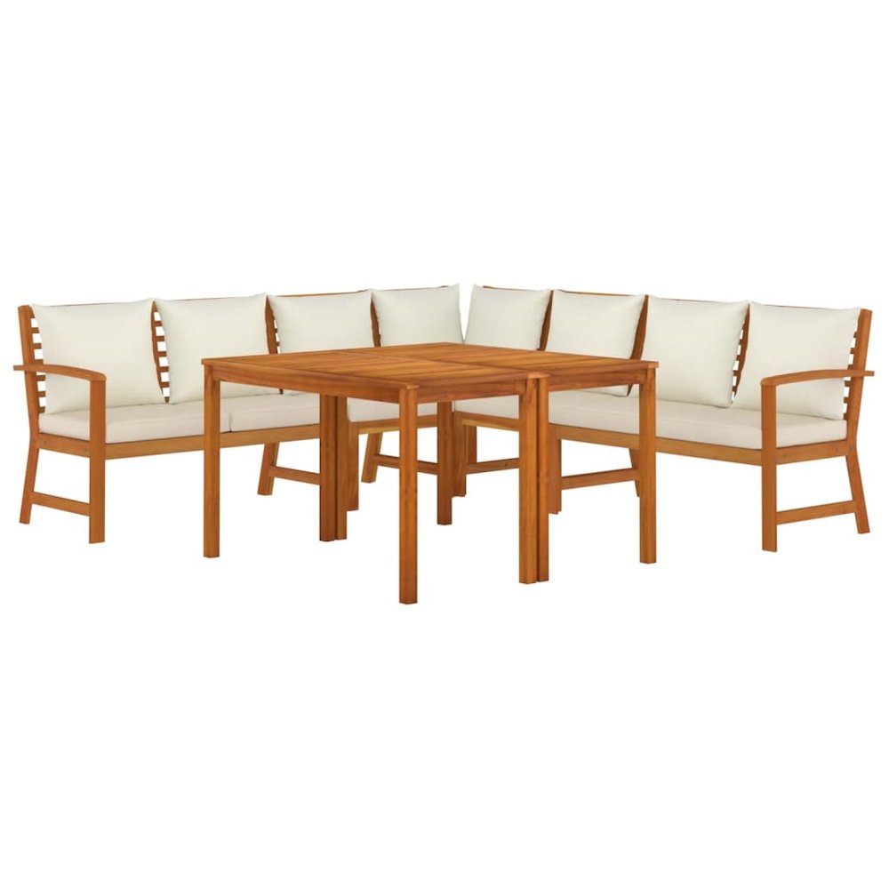 Patio Dining Set Natural Wood Solid Acacia Wood. Picture 3