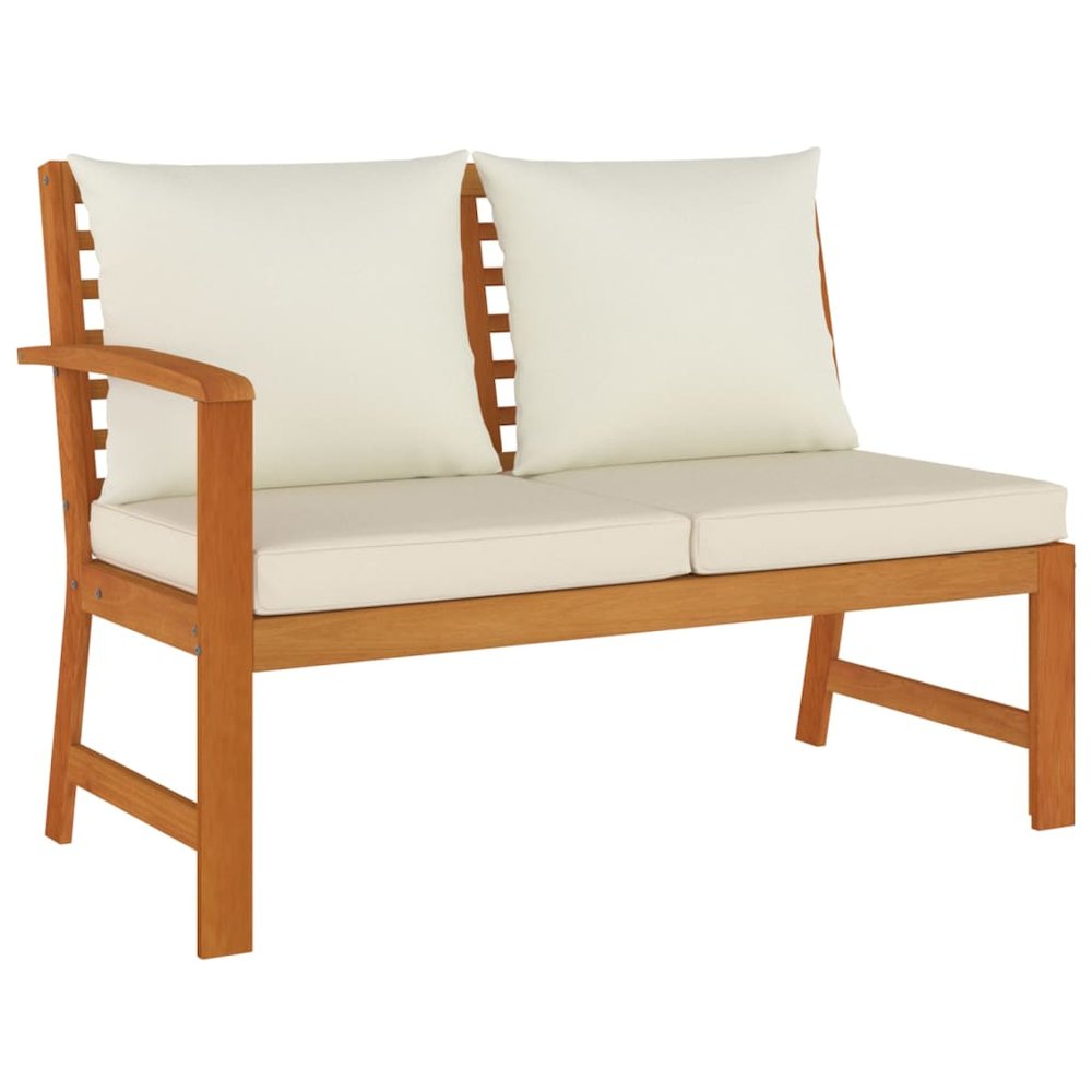 Garden Dining Set Natural wood, cream. Picture 4