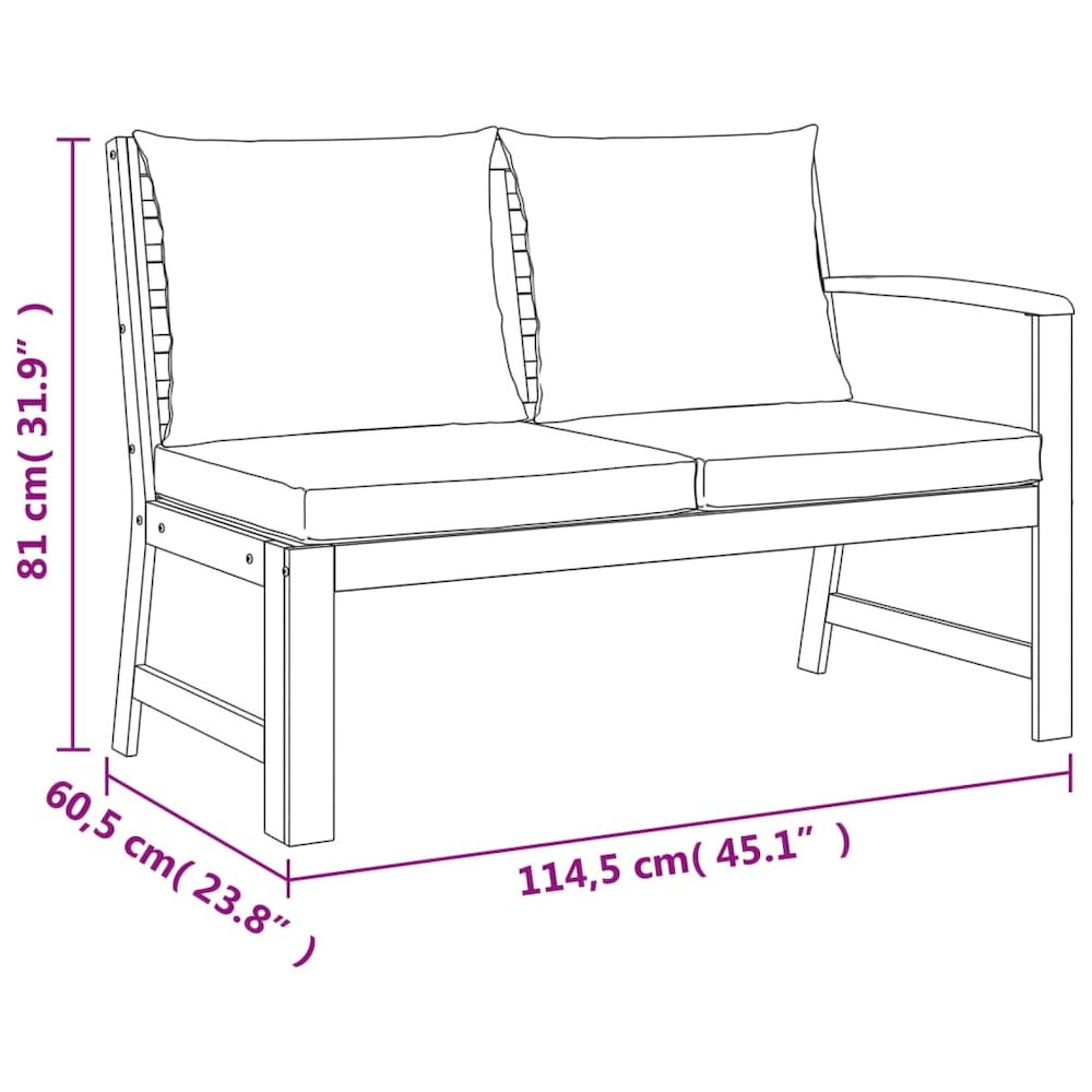 Patio Dining Set Cream White, Wood Solid Acacia Wood, 100% Polyester. Picture 10