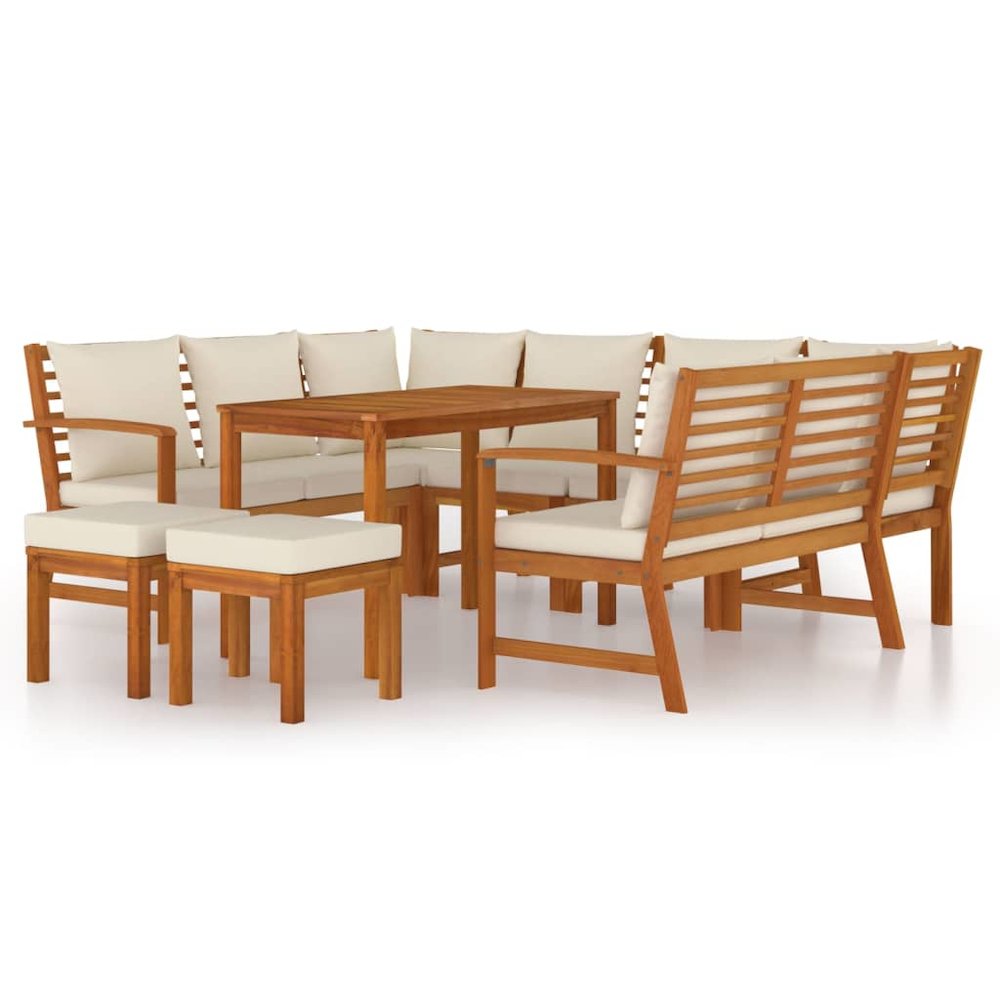 Garden Dining Set Brown Solid Acacia wood Large Modular. Picture 2