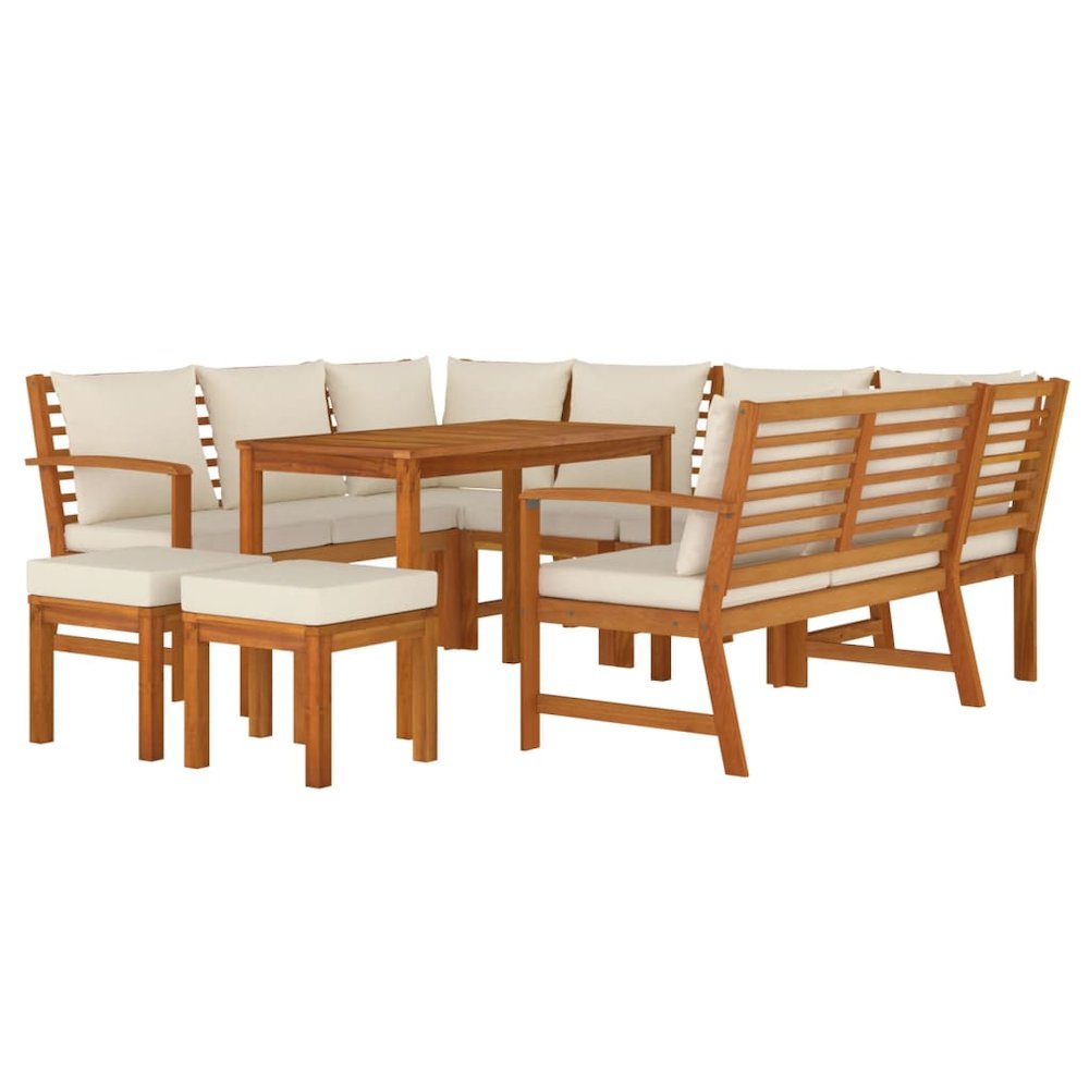 Garden Dining Set Brown Solid Acacia wood Large Modular. Picture 3