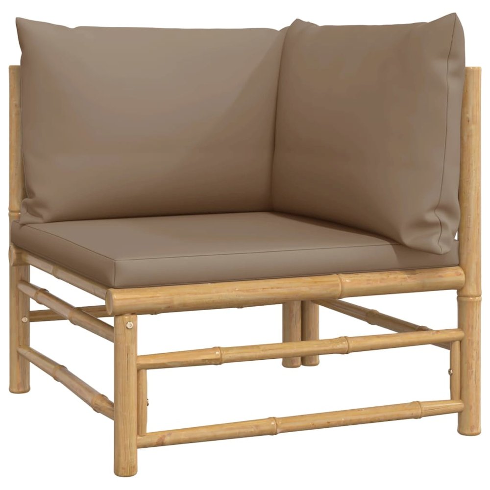 Garden Lounge Set Taupe Bamboo 6-piece set Modular. Picture 4