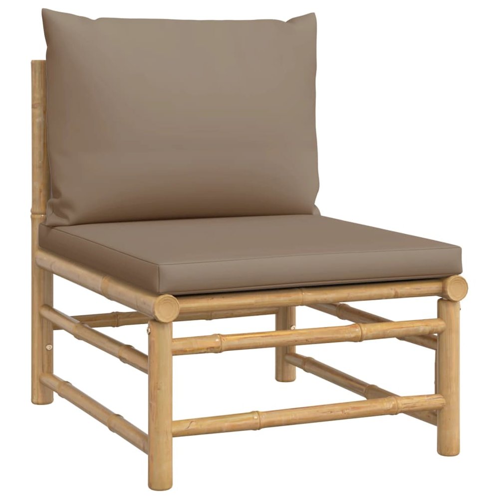 Garden Lounge Set Taupe Bamboo 6-piece set Modular. Picture 5