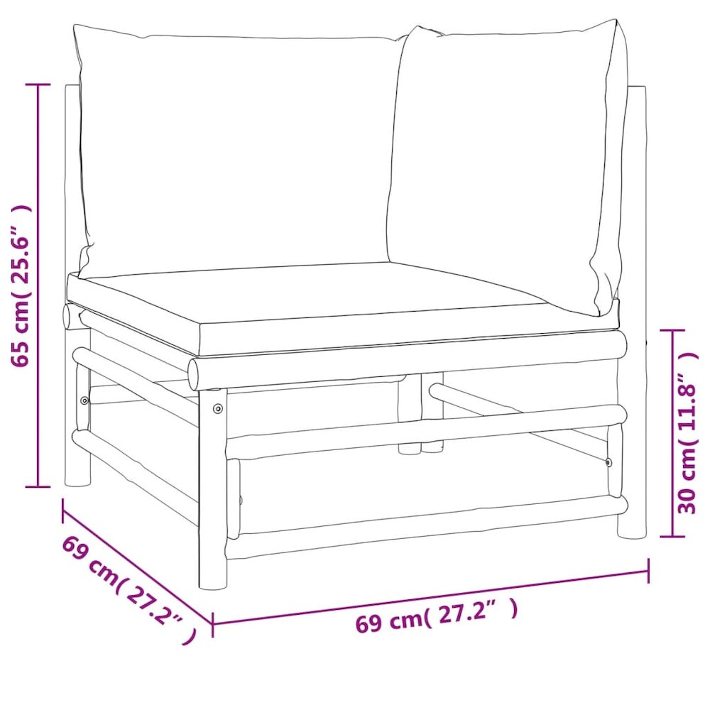 Garden Lounge Set Taupe Bamboo 6-piece set Modular. Picture 8