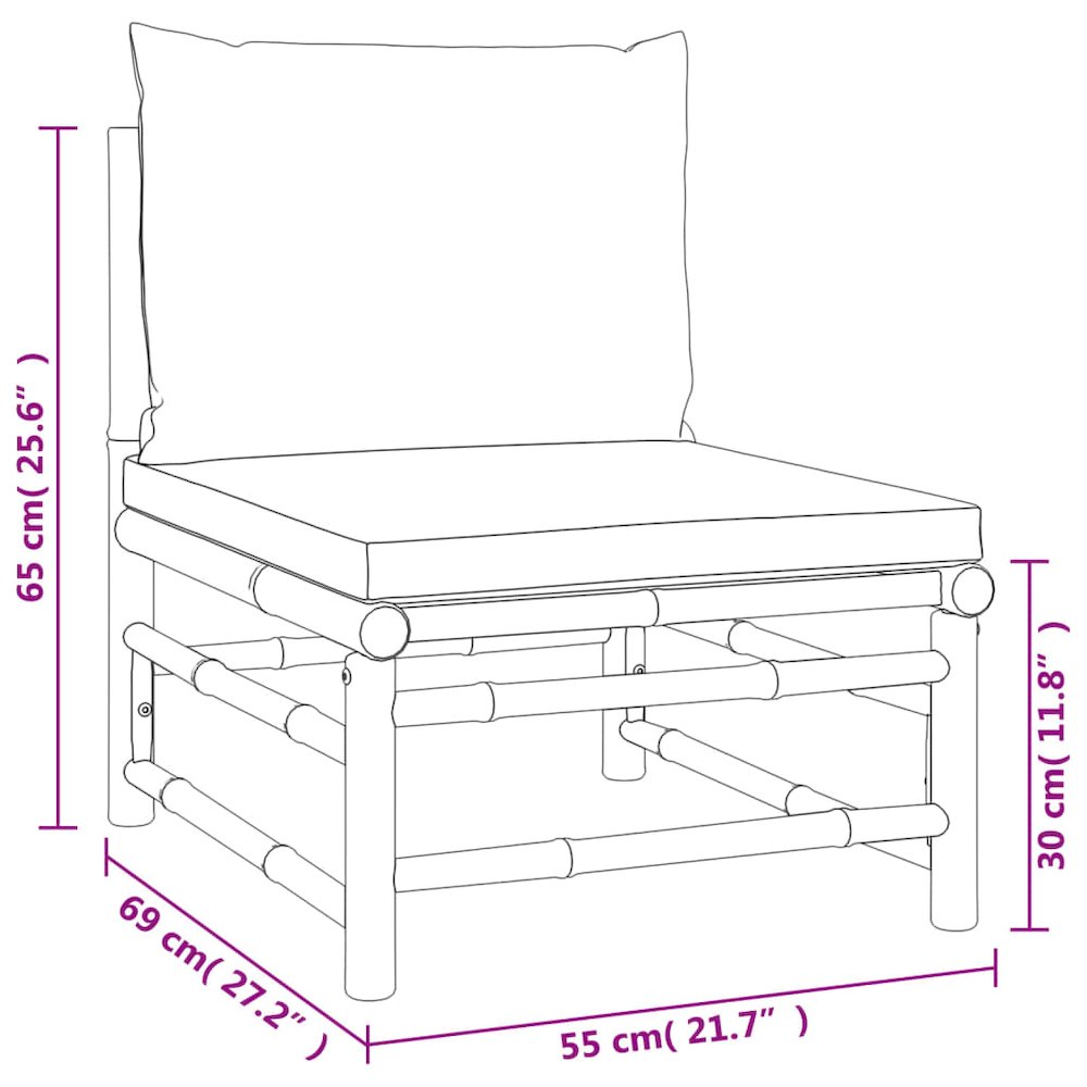 Garden Lounge Set Taupe Bamboo 6-piece set Modular. Picture 9