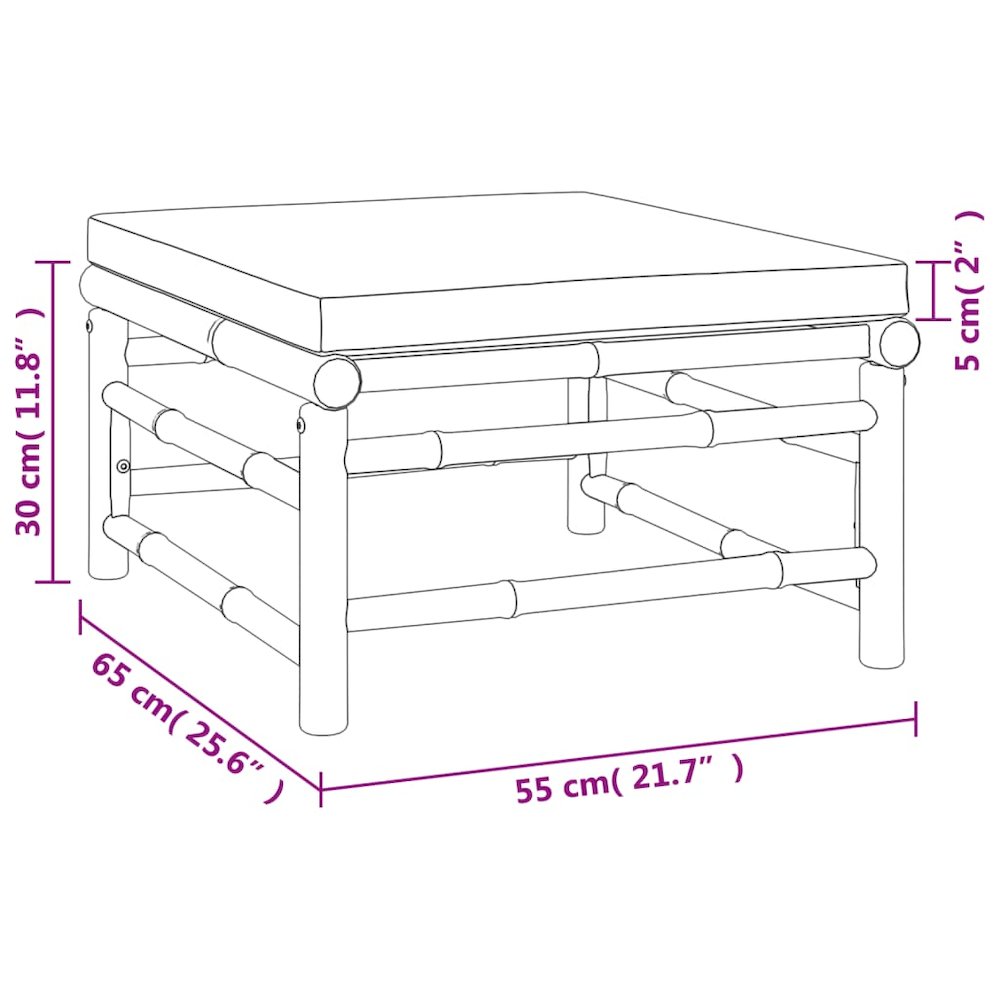 Garden Lounge Set Taupe Bamboo 6-piece set Modular. Picture 10
