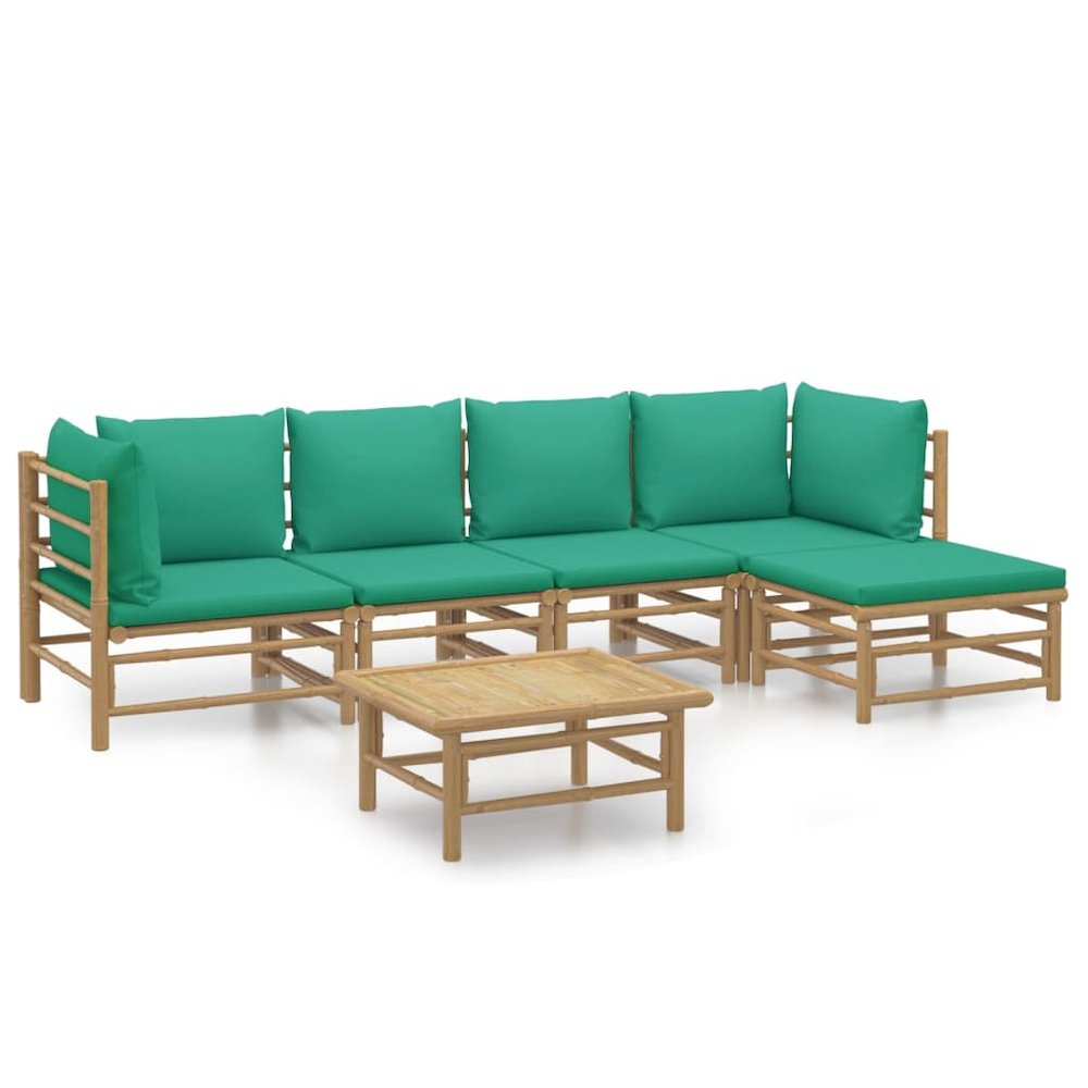 Garden Lounge Set Natural Bamboo Bamboo 6 Piece Modular. Picture 2