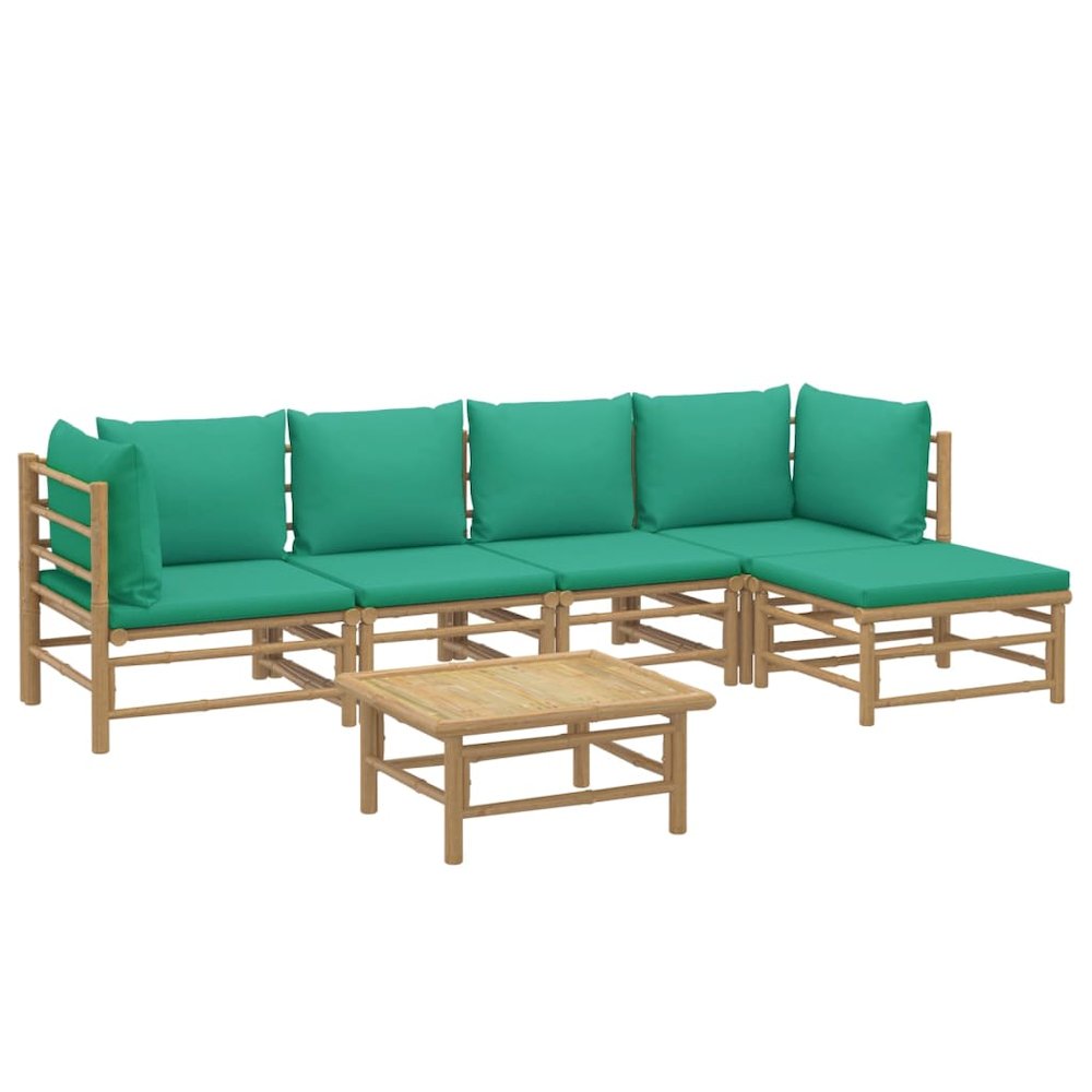 Garden Lounge Set Natural Bamboo Bamboo 6 Piece Modular. Picture 3