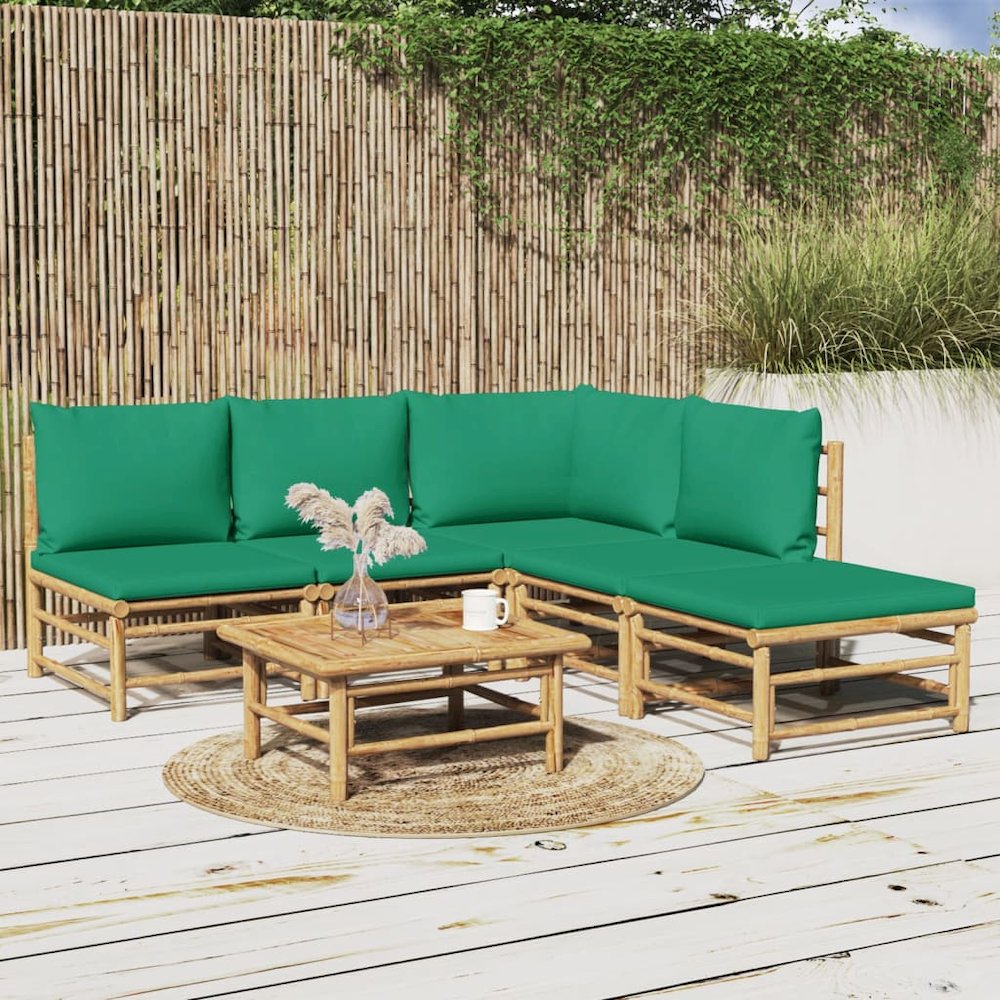Garden Lounge Set Natural Bamboo Large Modular. Picture 1