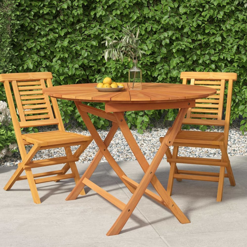 Garden Table Solid teak wood Large Foldable Garden Table Round. Picture 1