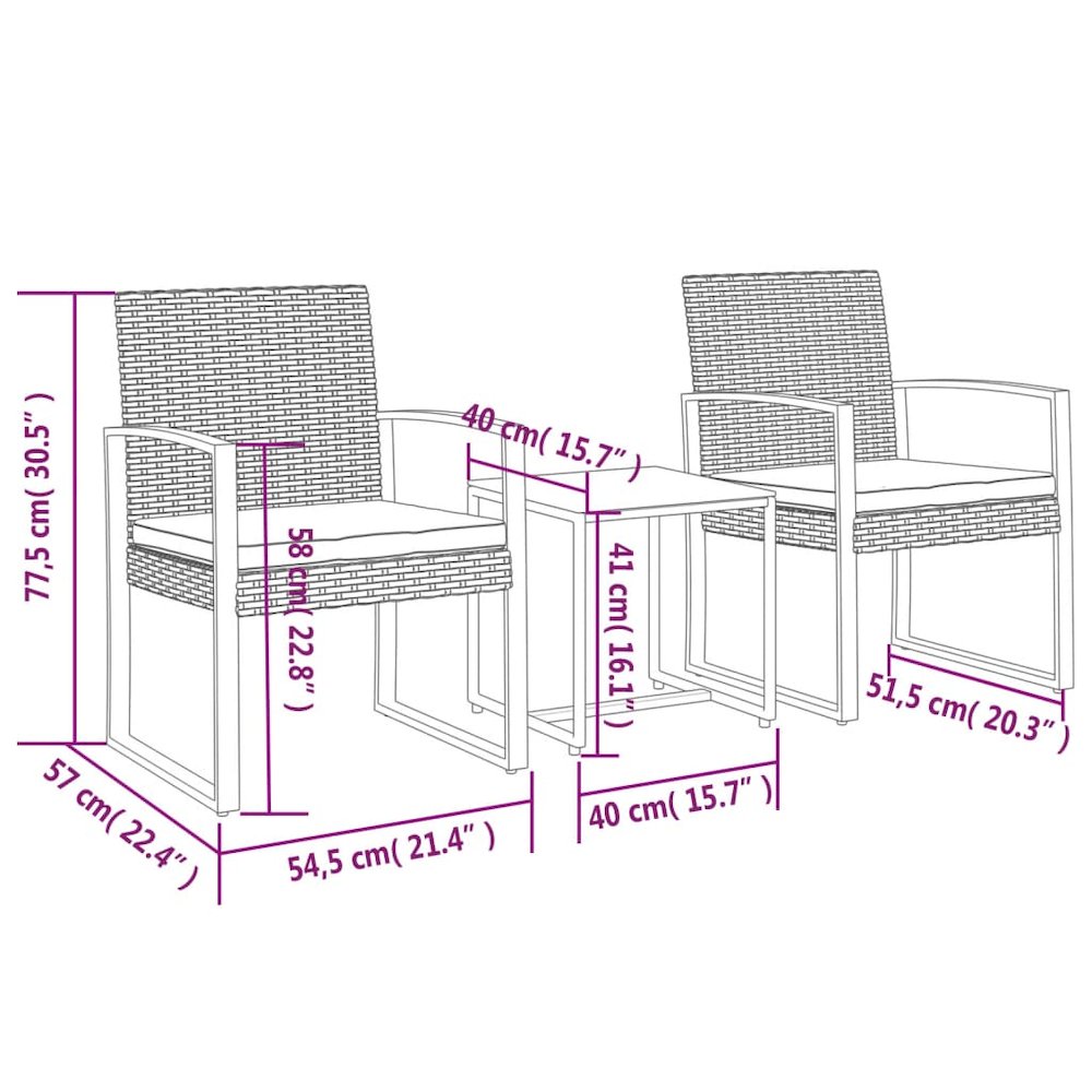 Garden Dining Set Black PP Rattan Standard Modular. Picture 7