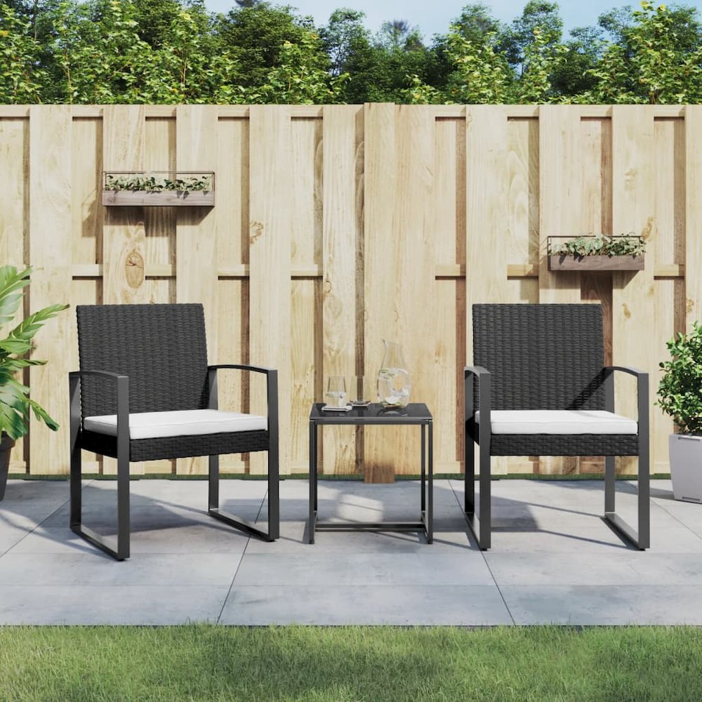 Garden Dining Set Black PP Rattan Standard Modular. Picture 1