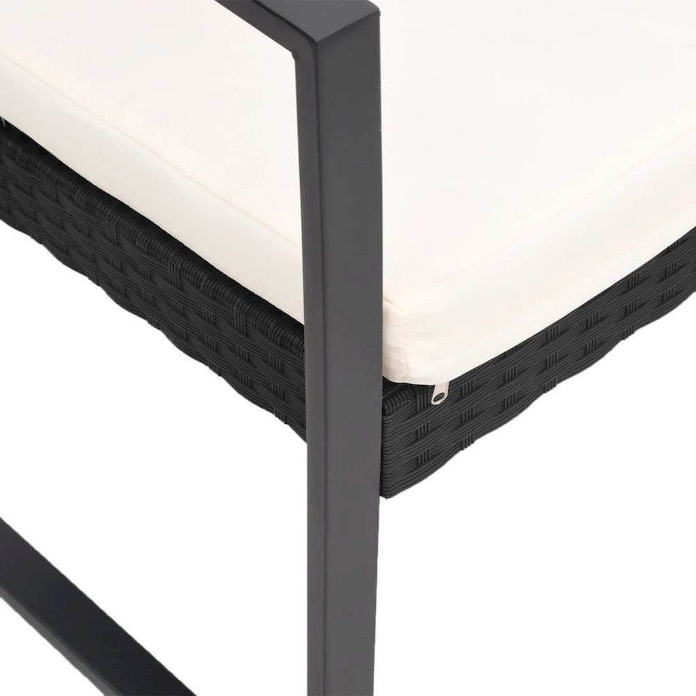 3-seater Garden Bench Black Polypropylene 3-Seater Durable. Picture 5