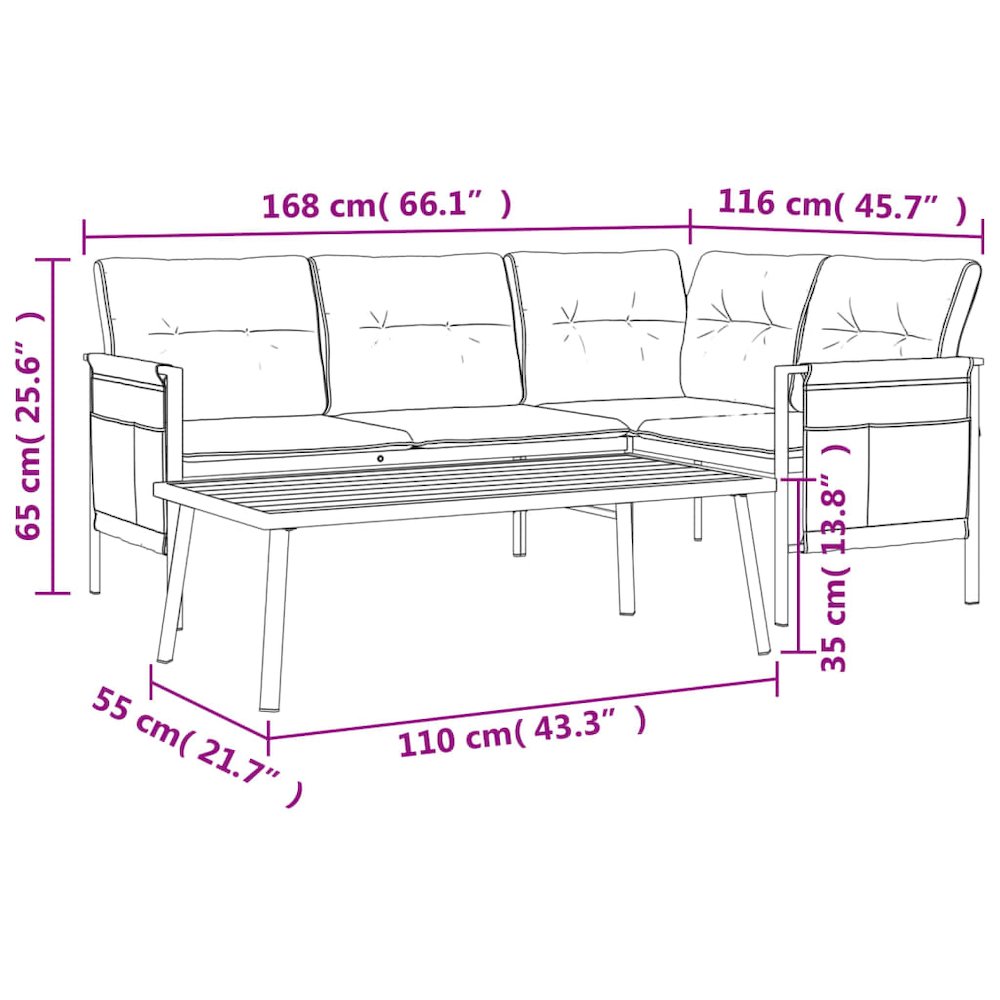 2 Piece Patio Lounge Set Anthracite Steel. Picture 10