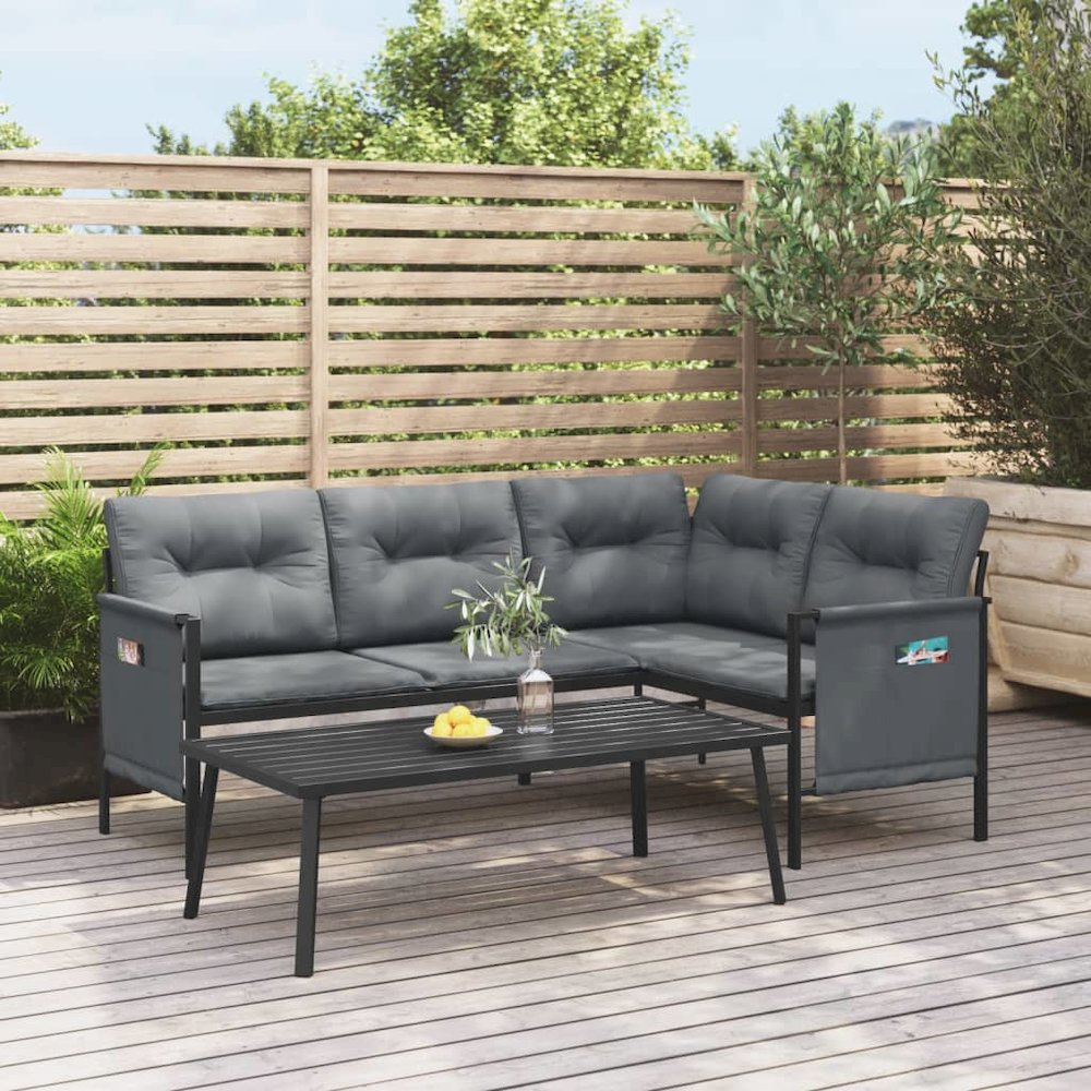 2 Piece Patio Lounge Set Anthracite Steel. Picture 1