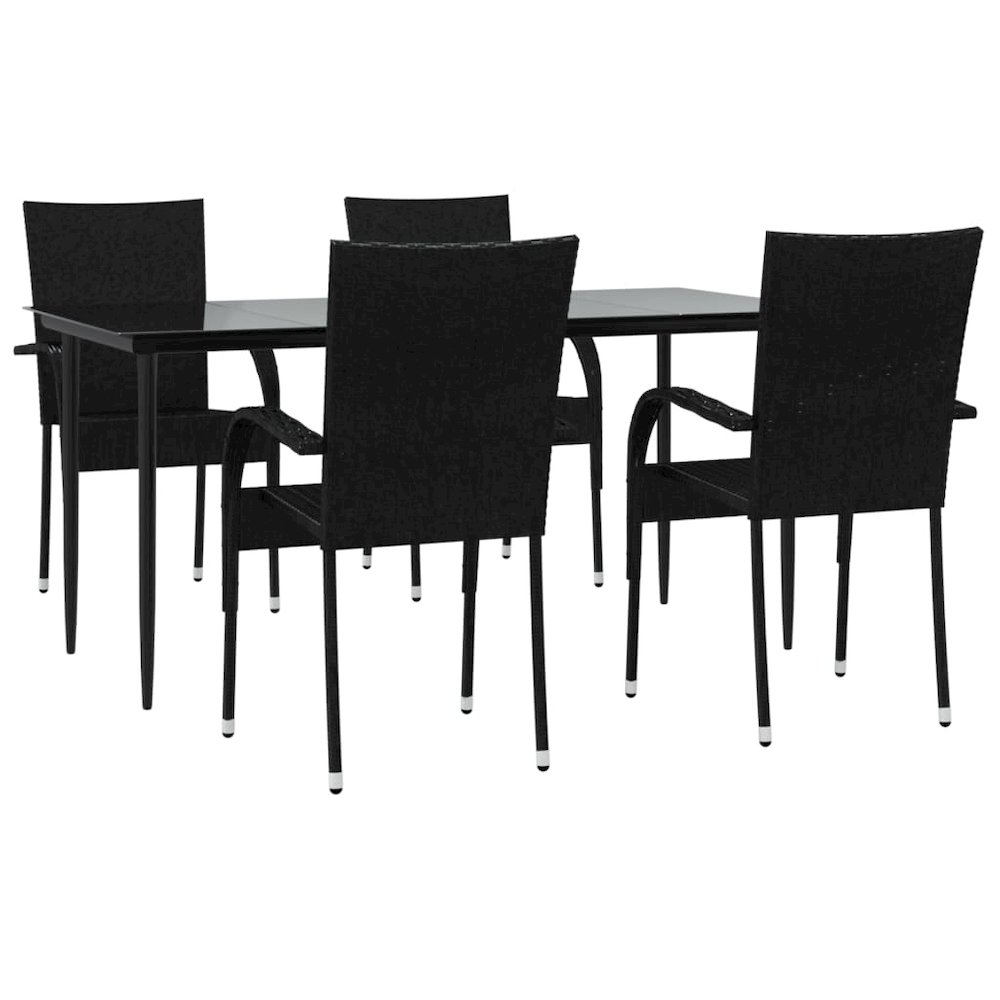 Garden Dining Set Black Poly Rattan Standard Foldable. Picture 3