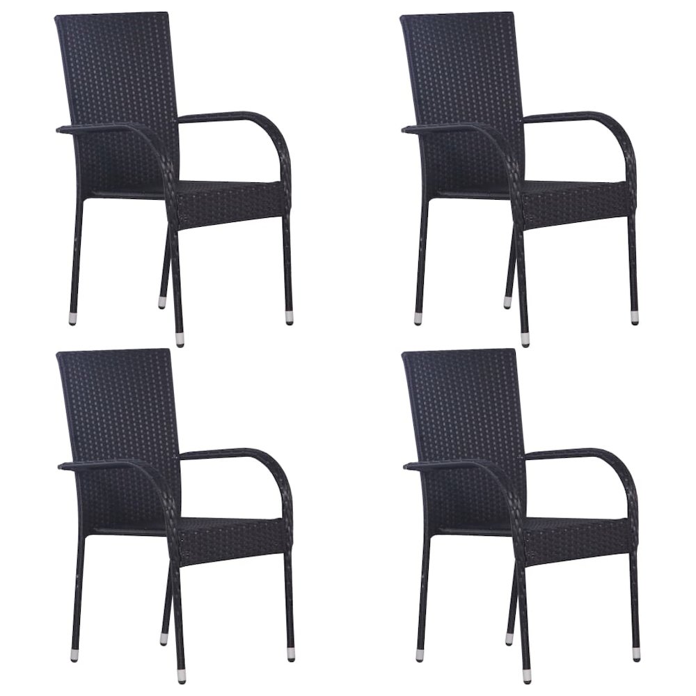 Garden Dining Set Black Poly Rattan Standard Foldable. Picture 4