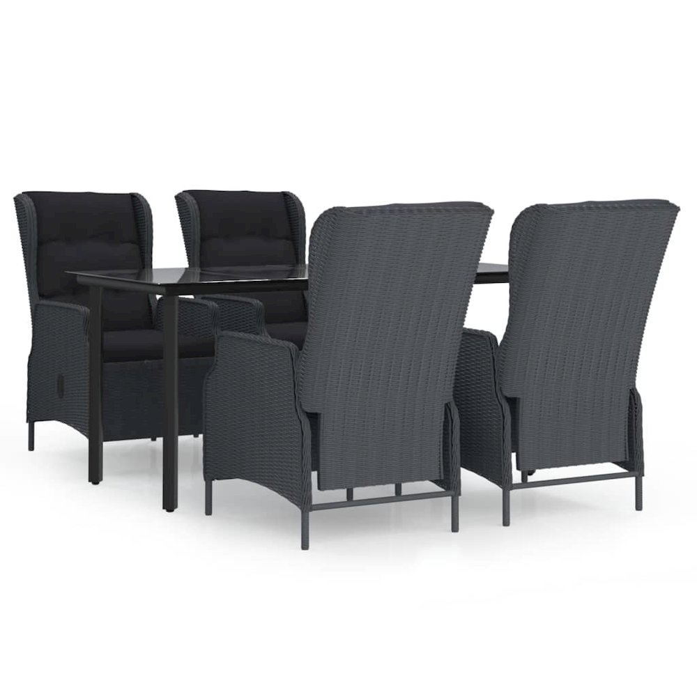 Garden Dining Set Dark Grey Round PE Rattan Garden Dining Set. Picture 2