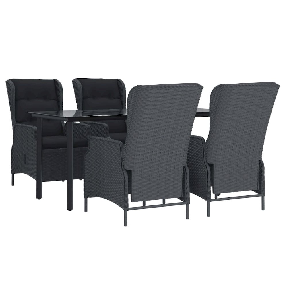 Garden Dining Set Dark Grey Round PE Rattan Garden Dining Set. Picture 3