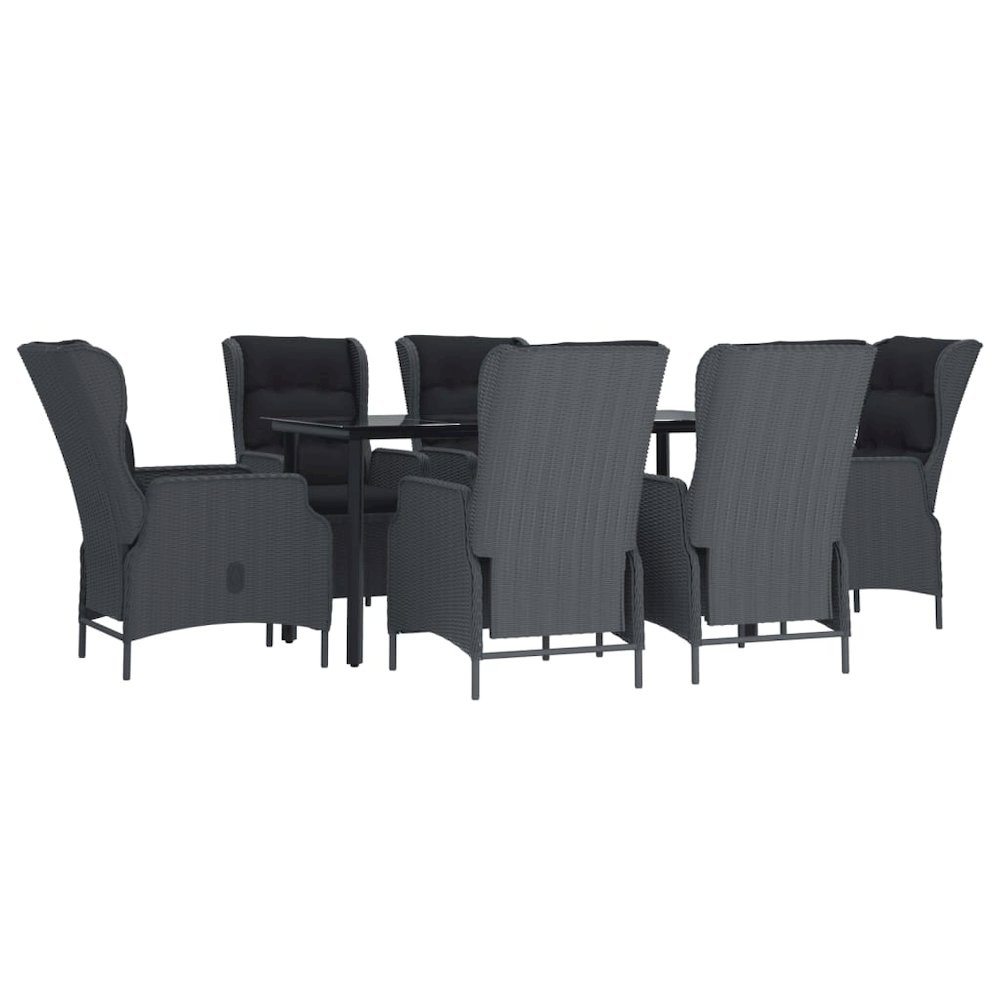 Garden Dining Set Dark Grey Poly Rattan Large Adjustable Armrests. Picture 3