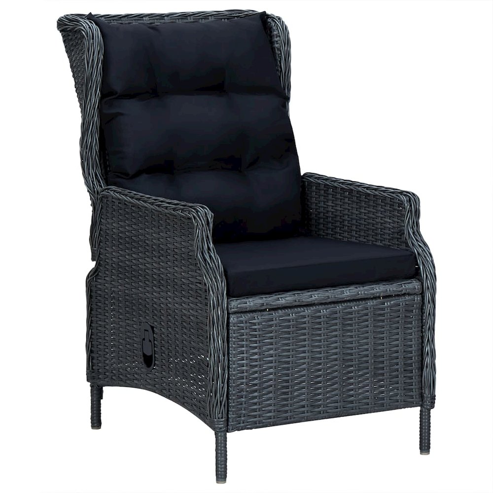 Garden Dining Set Dark Grey Poly Rattan Large Adjustable Armrests. Picture 5