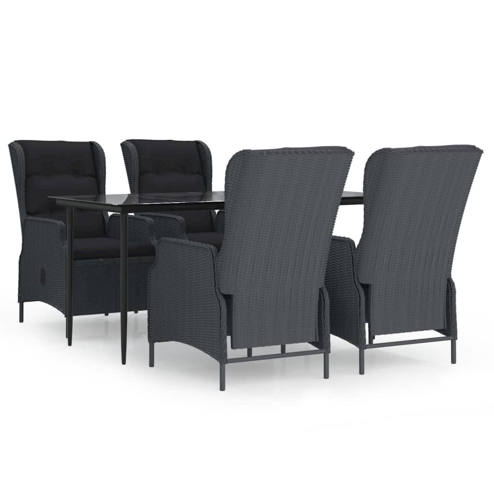 Garden Dining Set Dark Grey, Black. Picture 2