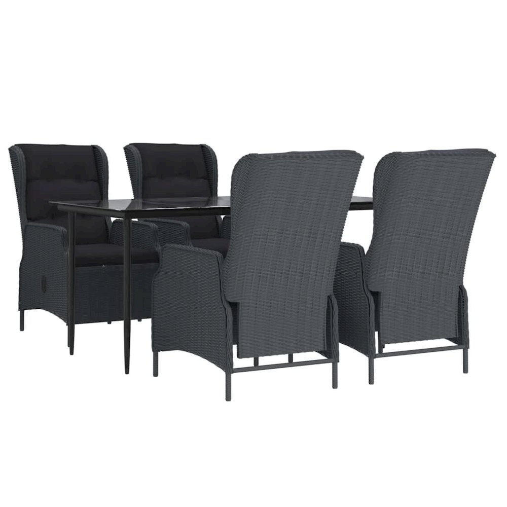 Garden Dining Set Dark Grey, Black. Picture 3