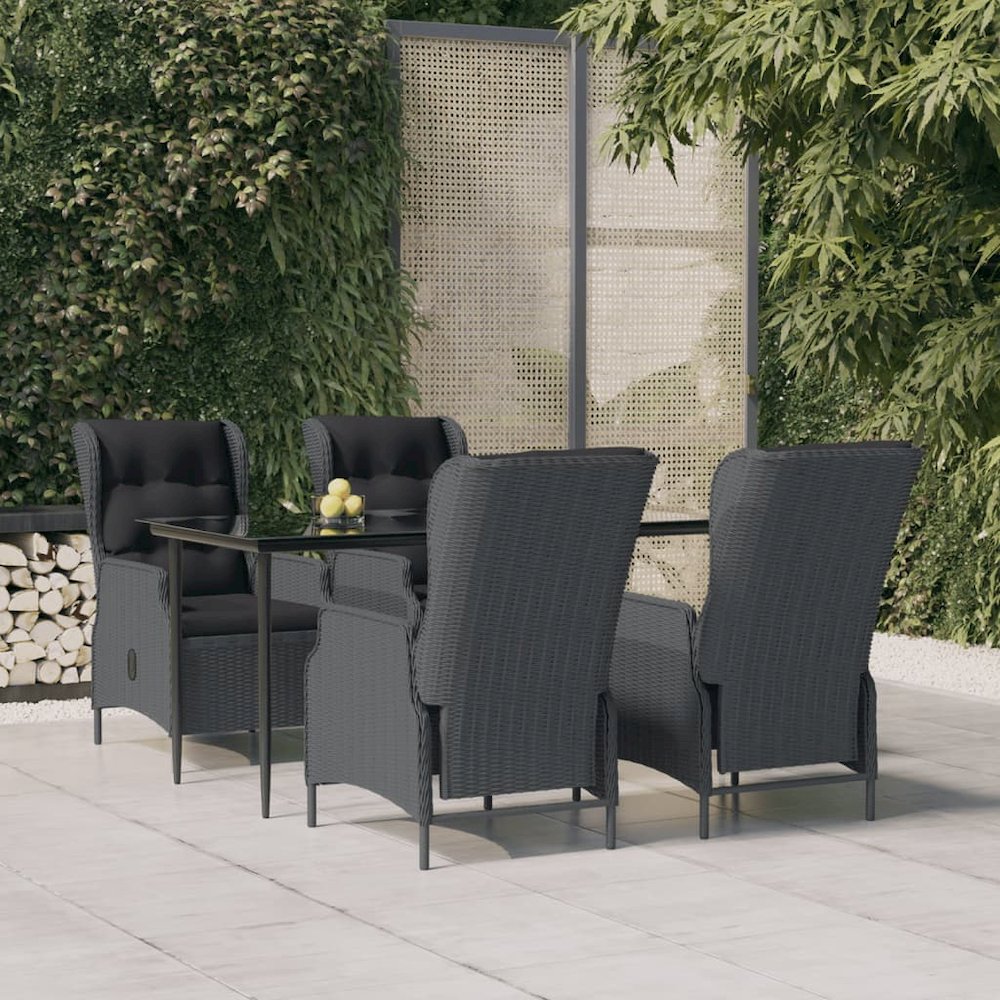 Garden Dining Set Dark Grey, Black. Picture 1