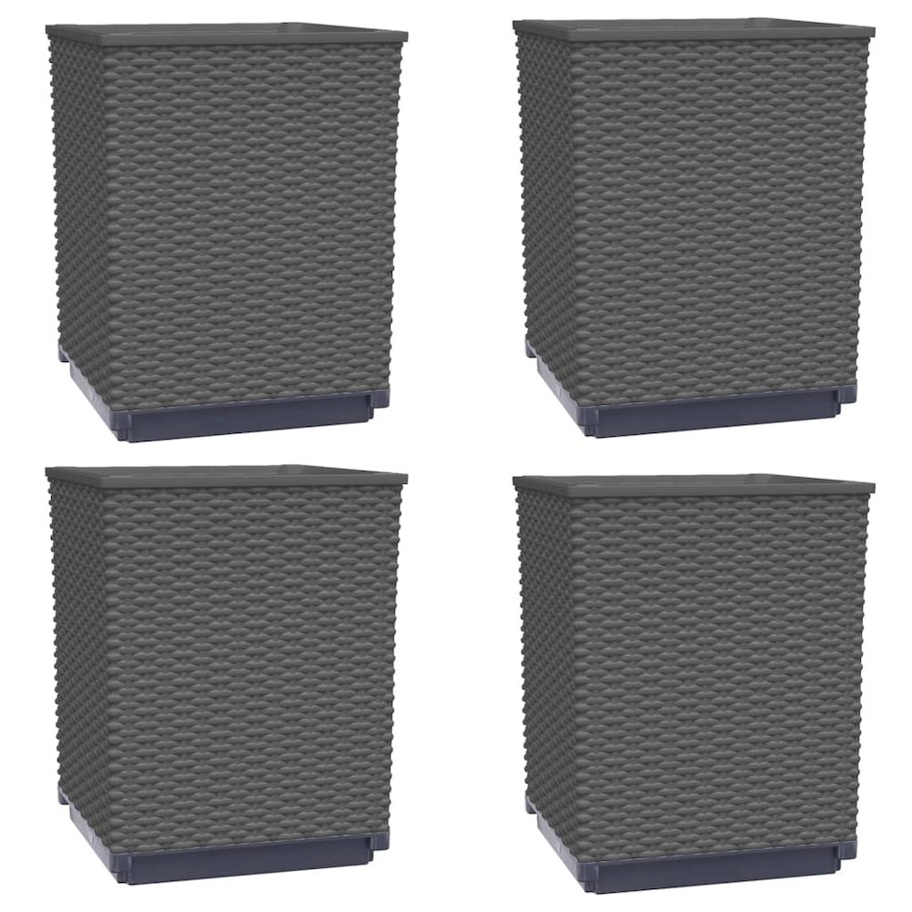 Planter Set of 4 Black Polypropylene Medium Decorative Inlays. Picture 2