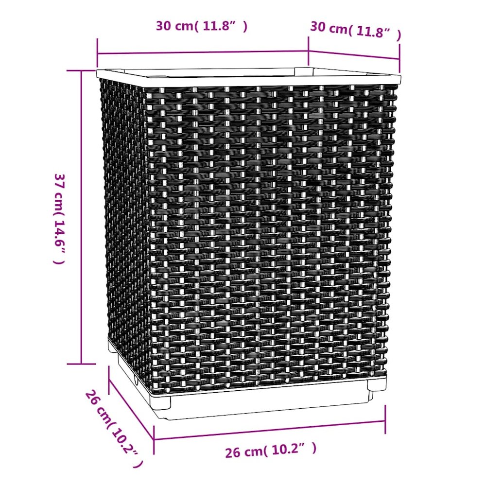 Planter Set of 4 Black Polypropylene Medium Decorative Inlays. Picture 8