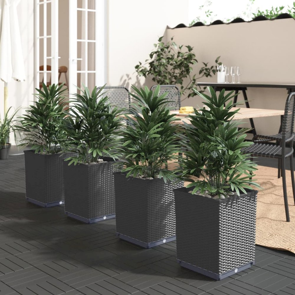 Planter Set of 4 Black Polypropylene Medium Decorative Inlays. Picture 1