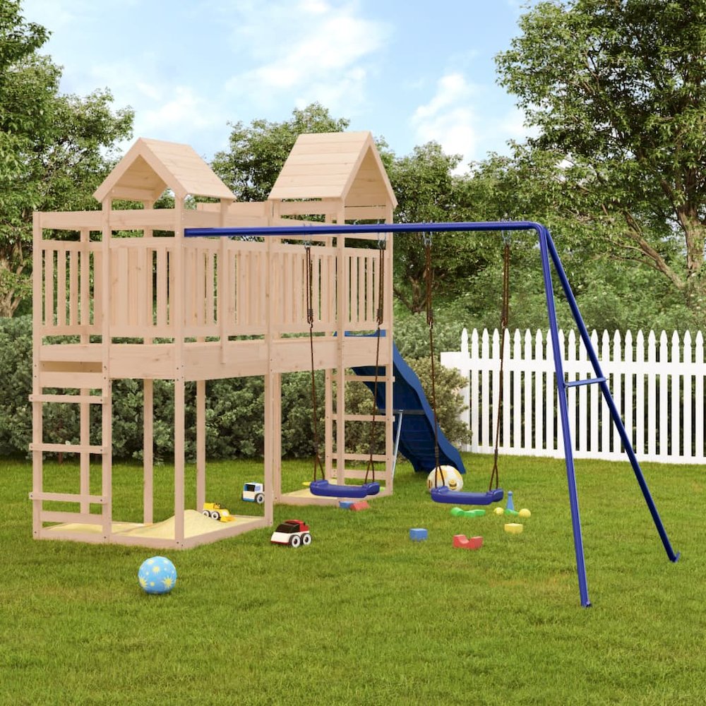 Outdoor Playset Pine Solid Pine Wood Large Durable. Picture 1