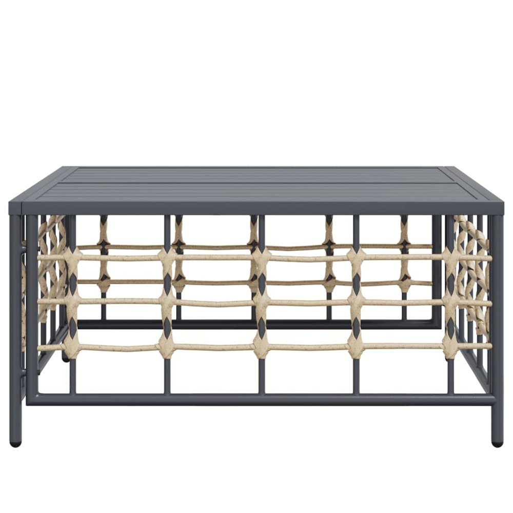 Garden Table Anthracite PE rattan, powder-coated steel. Picture 4