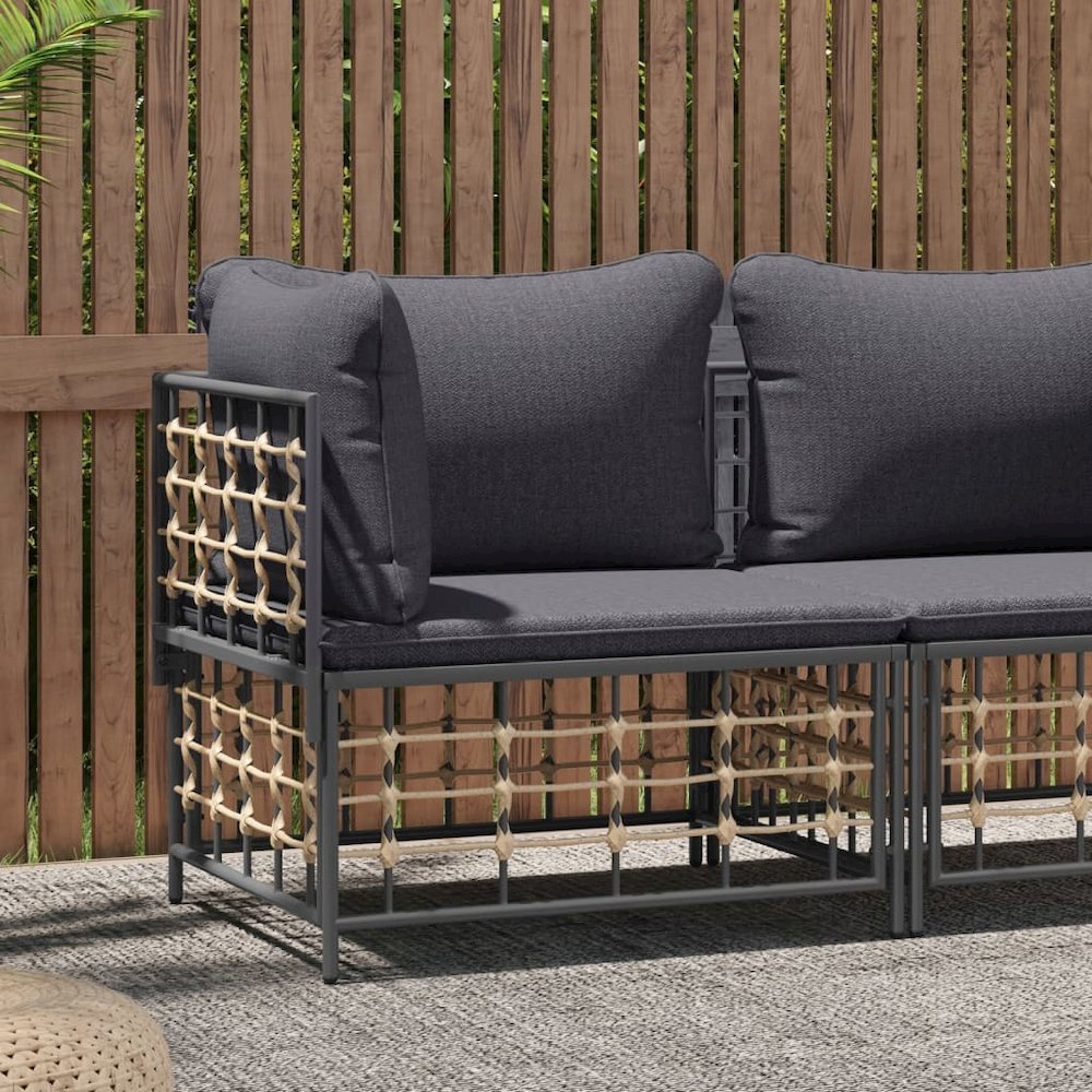 Garden Corner Sofa Dark Grey PE rattan Medium Modular. Picture 1