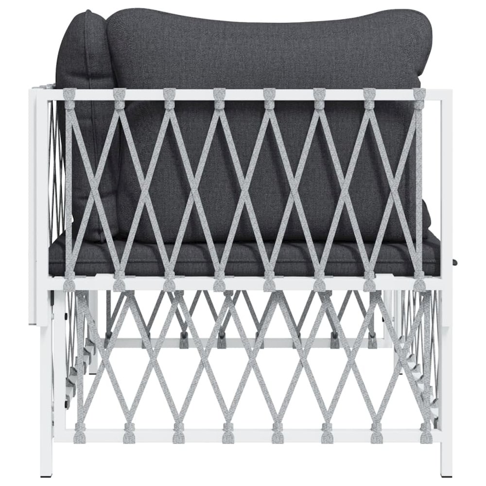 Garden Corner Sofa White Woven fabric, powder-coated steel, textilene. Picture 6