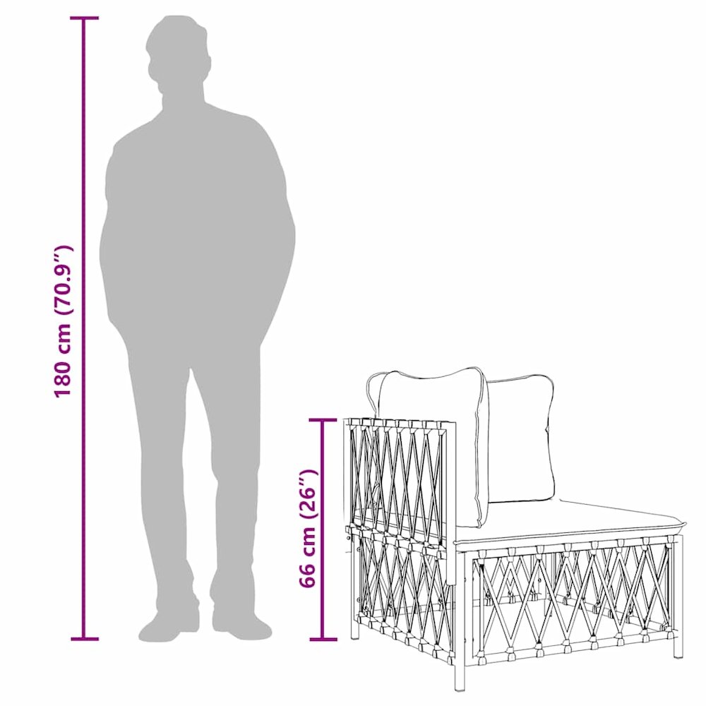 Garden Corner Sofa White Woven fabric, powder-coated steel, textilene. Picture 10