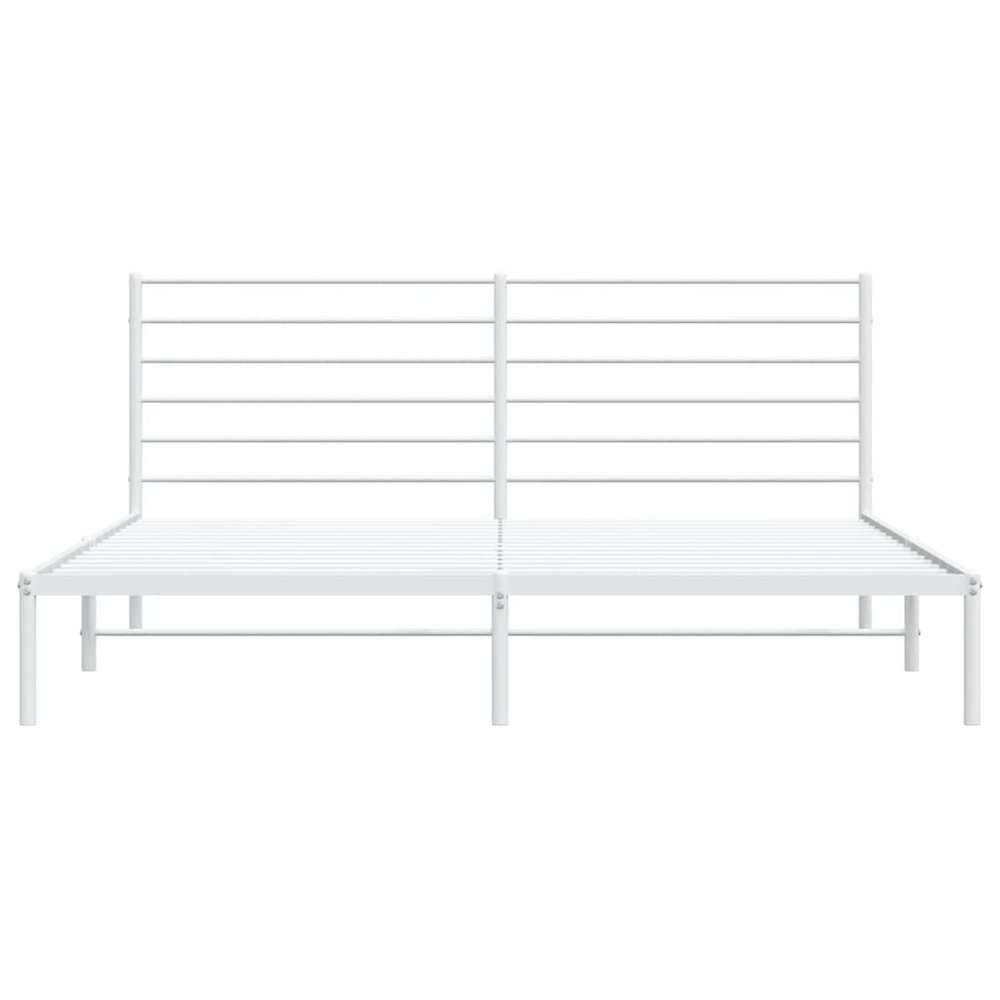 Bed Frame White Steel Double Bed Bed Frame Rectangular. Picture 6