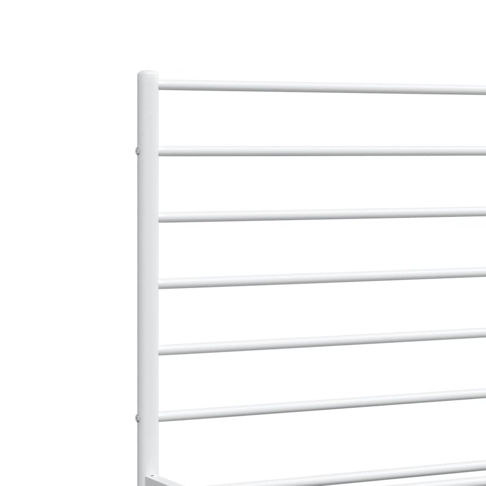 Bed Frame White Steel Double Bed Bed Frame Rectangular. Picture 9