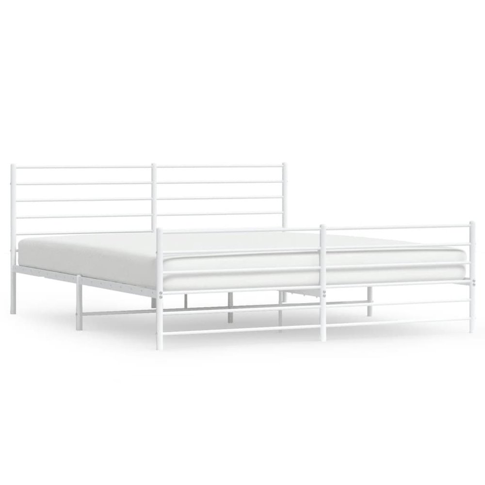Bed Frame White Steel 76 x 80 in Extra Long Bed Frame. Picture 2