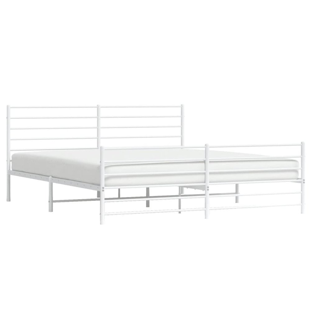 Bed Frame White Steel 76 x 80 in Extra Long Bed Frame. Picture 4