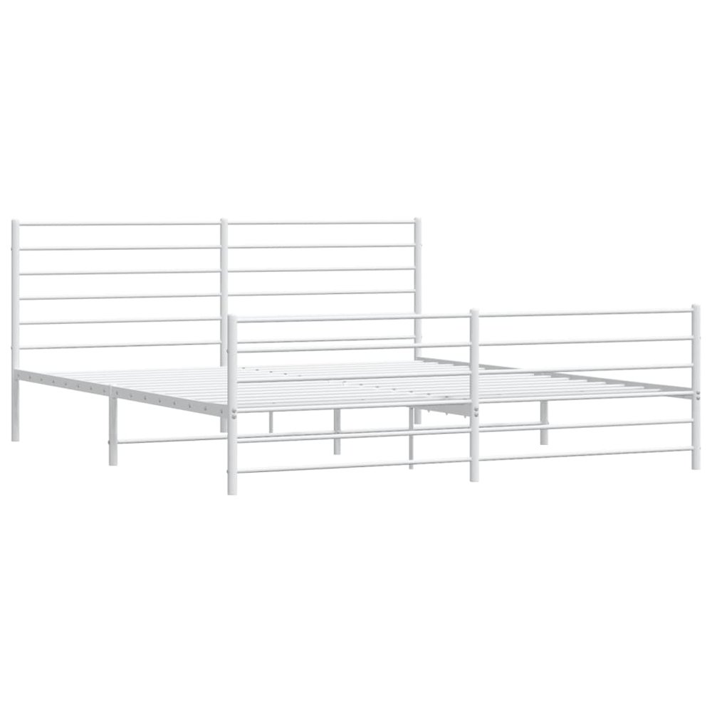 Bed Frame White Steel 76 x 80 in Extra Long Bed Frame. Picture 5