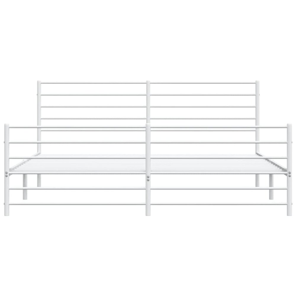 Bed Frame White Steel 76 x 80 in Extra Long Bed Frame. Picture 6