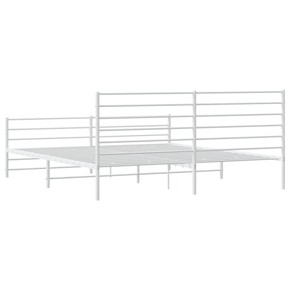 Bed Frame White Steel 76 x 80 in Extra Long Bed Frame. Picture 8