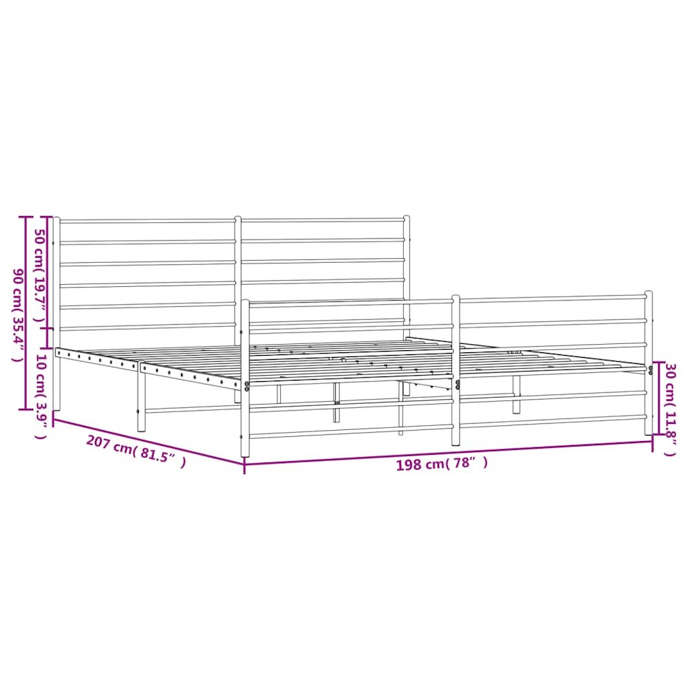 Bed Frame White Steel 76 x 80 in Extra Long Bed Frame. Picture 10